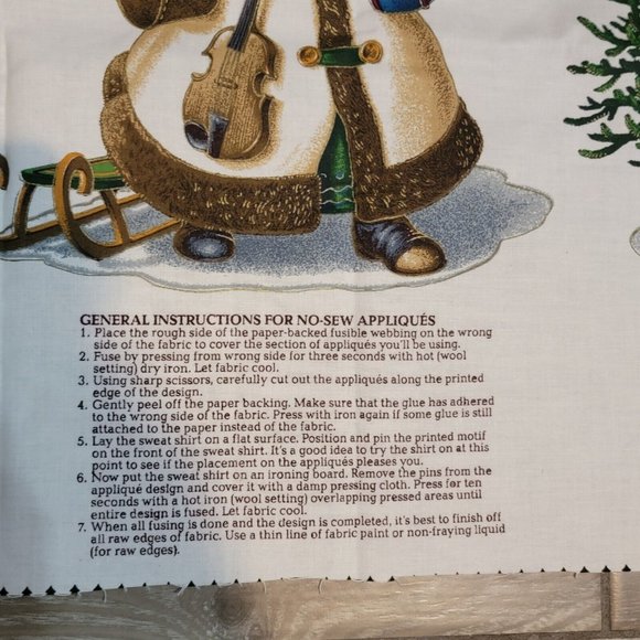 Vintage Olde Father Christmas Applique Cranston Print Works Fabric Cotton Panel - Picture 7 of 9